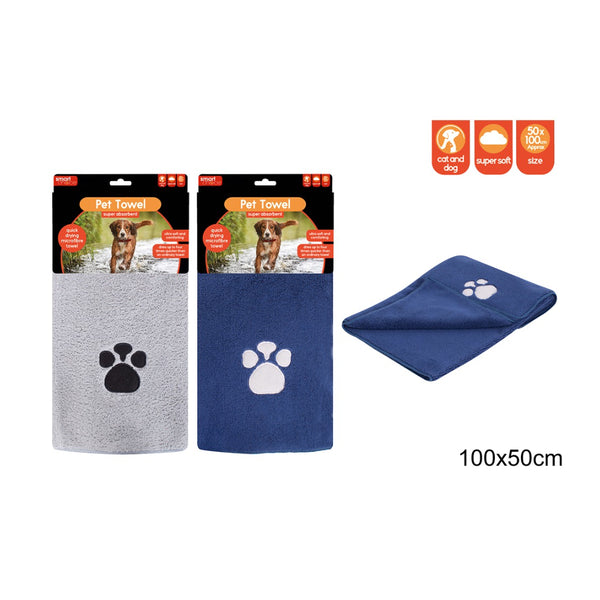 Smart Choice Microfibre Pet Towel | 100 x 50cm, Assorted Colours