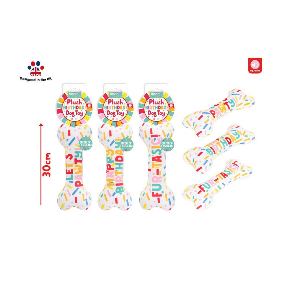 Smart Choice Birthday Plush Dog Toy | Squeaker, 30cm, Assorted Designs