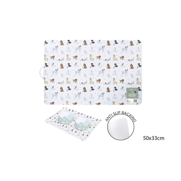 Smart Choice Anti-Slip Dog Food Mat | 50 x 33cm, Dog Print, Rounded Corners