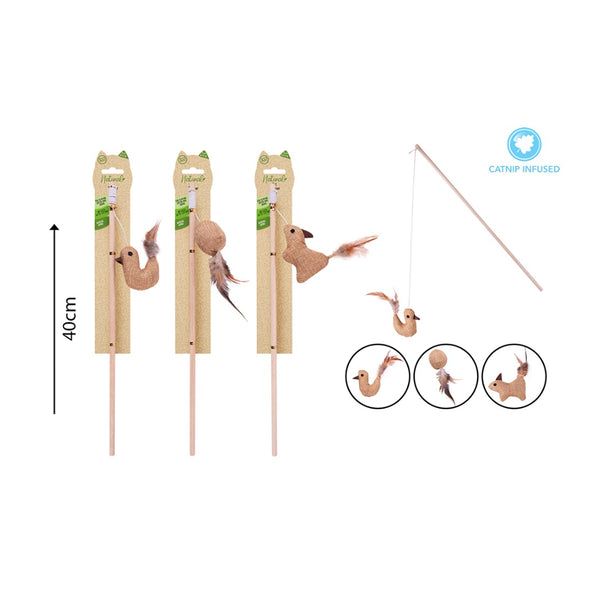 World of Pets Natural Look Cat Teaser Wand | Assorted Designs, 40cm