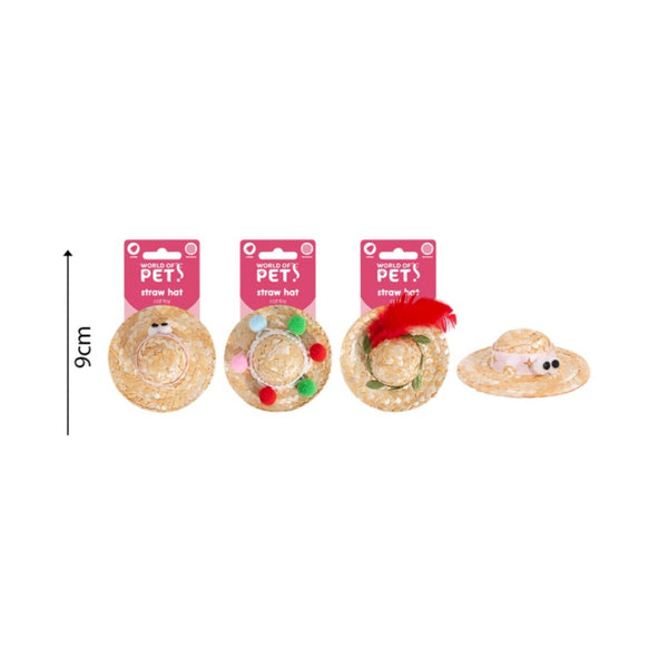 World of Pets Straw Hat Cat Toy with Catnip | Assorted Designs, 9cm