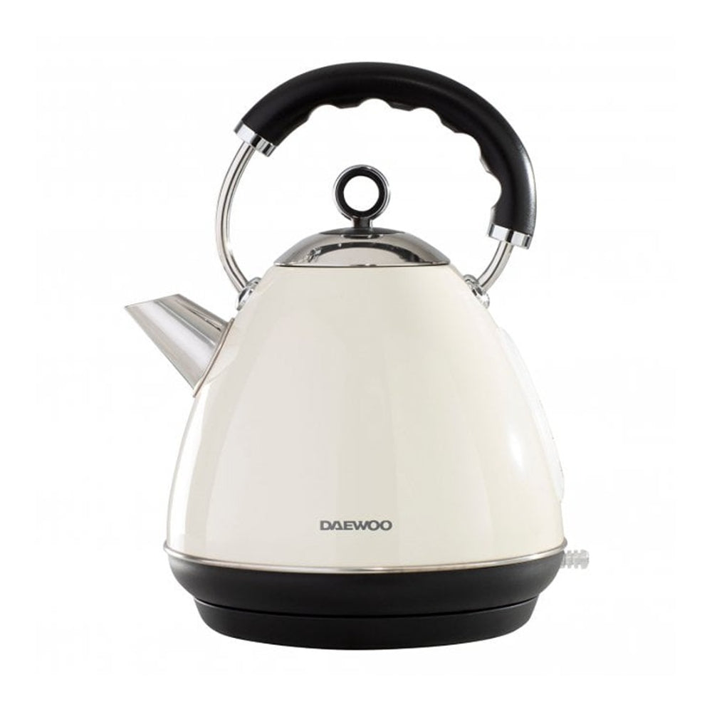 Daewoo Kensington Cream Pyramid Kettle | 1.7L, Retro Two-Tone