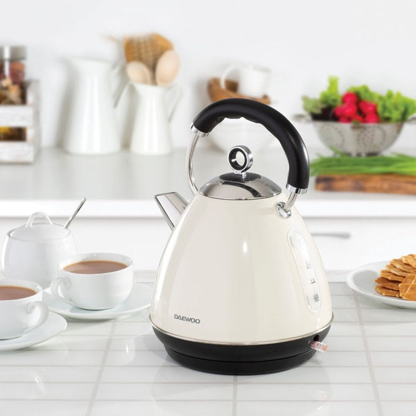 Daewoo Kensington Cream Pyramid Kettle | 1.7L, Cordless Base