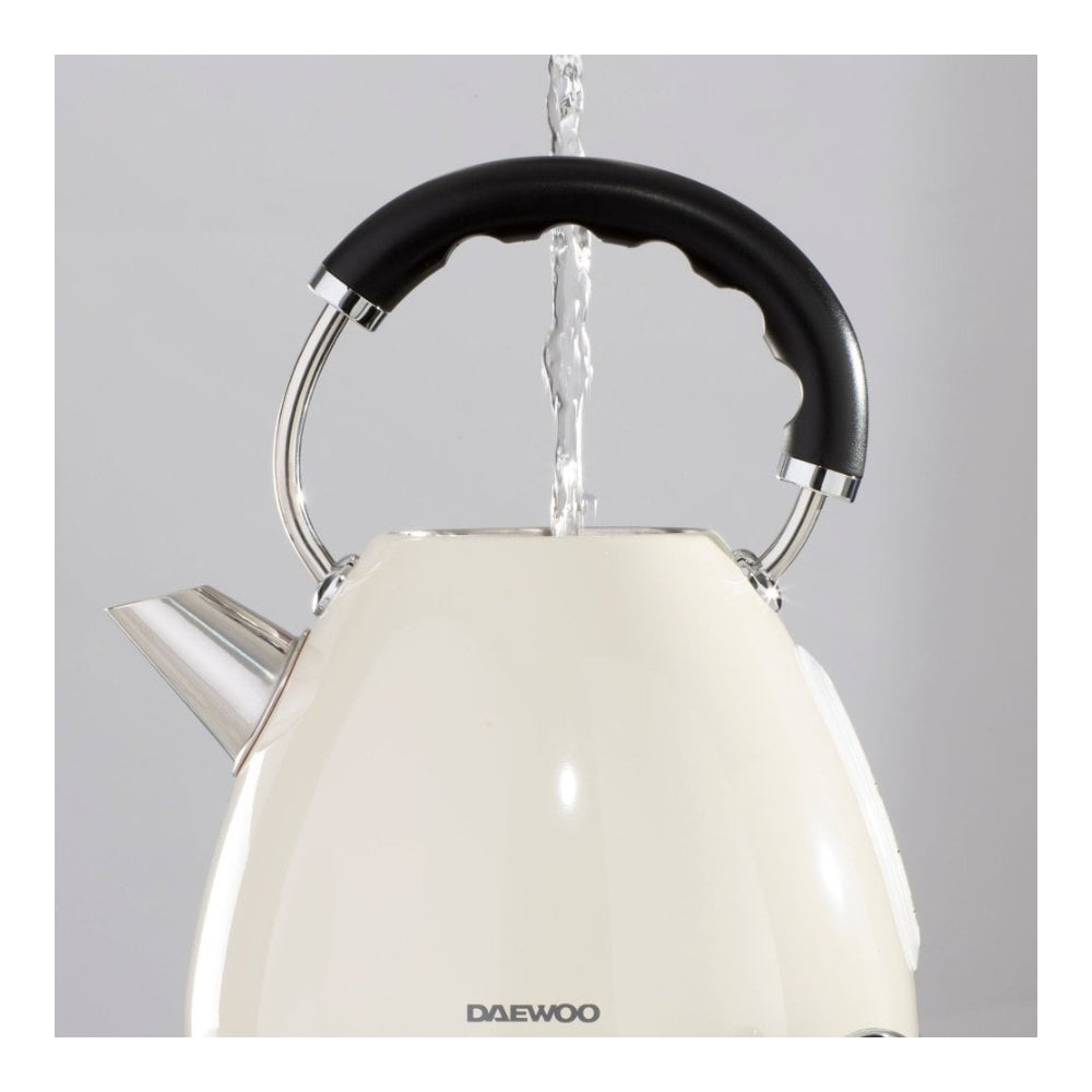 Daewoo Kensington Cream Pyramid Kettle | 1.7L, Retro Two-Tone