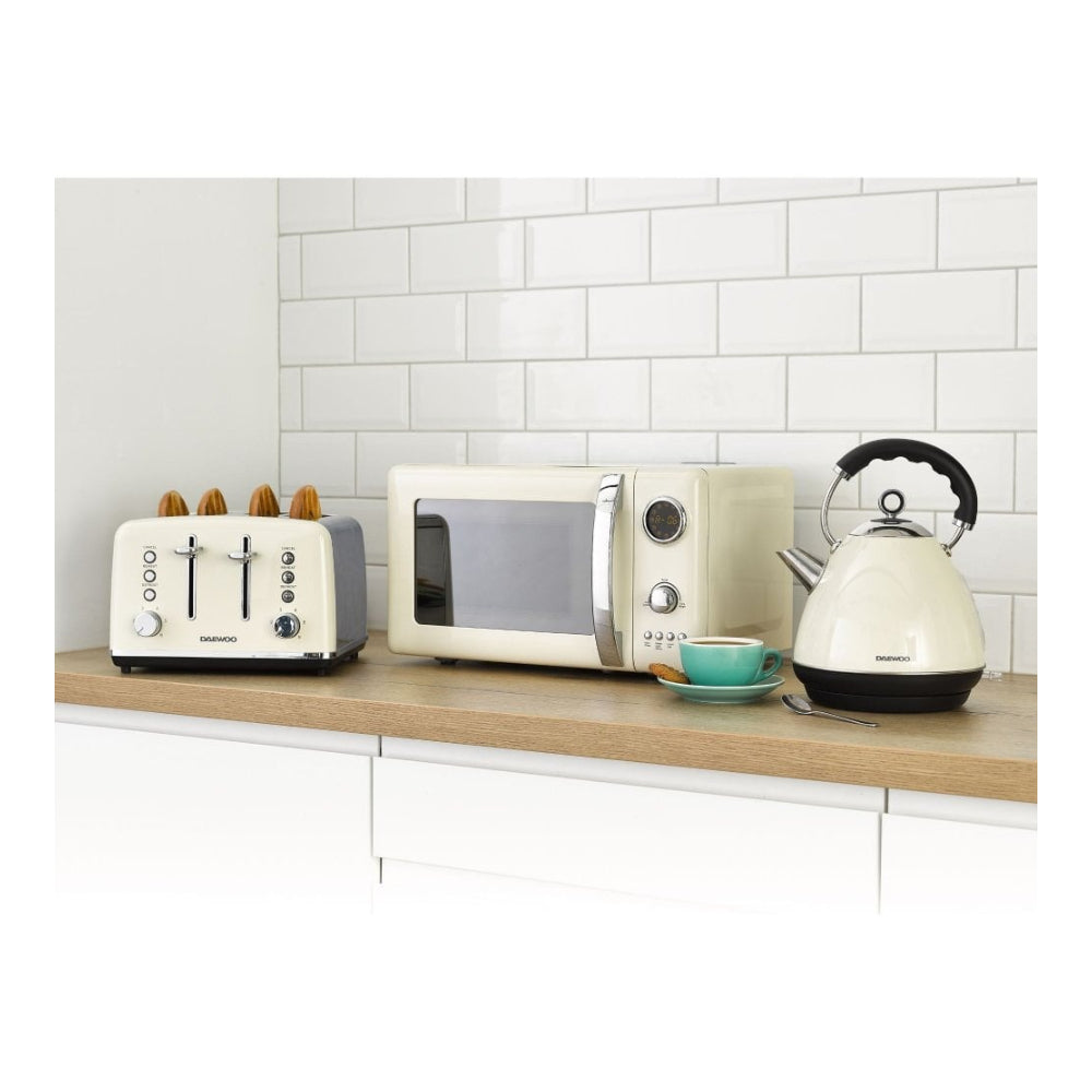 Daewoo Kensington Cream Pyramid Kettle | 1.7L, Retro Two-Tone