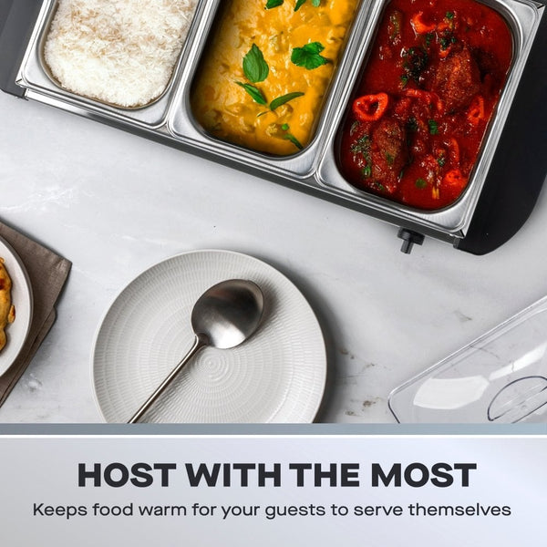 Daewoo Electric Triple Buffet Server | 3 x 1.5L, Adjustable Heat