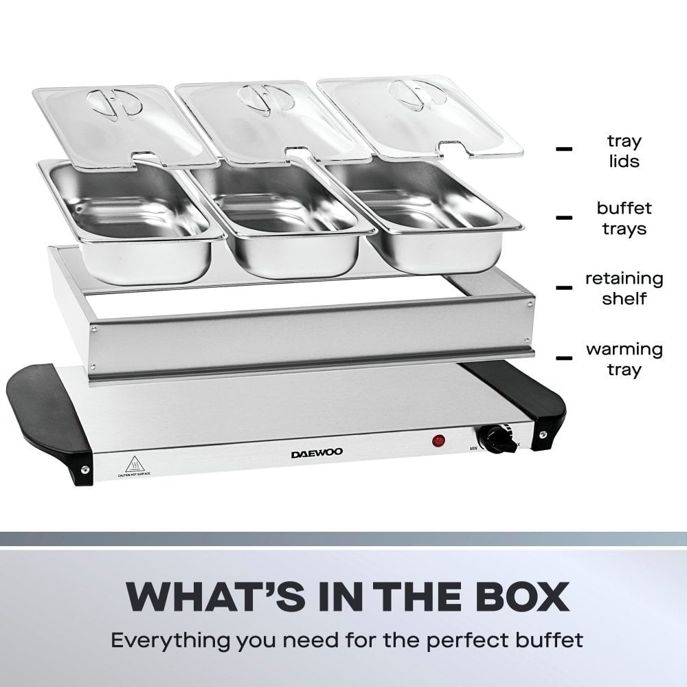 Daewoo Electric Triple Buffet Server | 3 x 1.5L, Adjustable Heat
