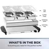 Daewoo Electric Triple Buffet Server | 3 x 1.5L, Adjustable Heat