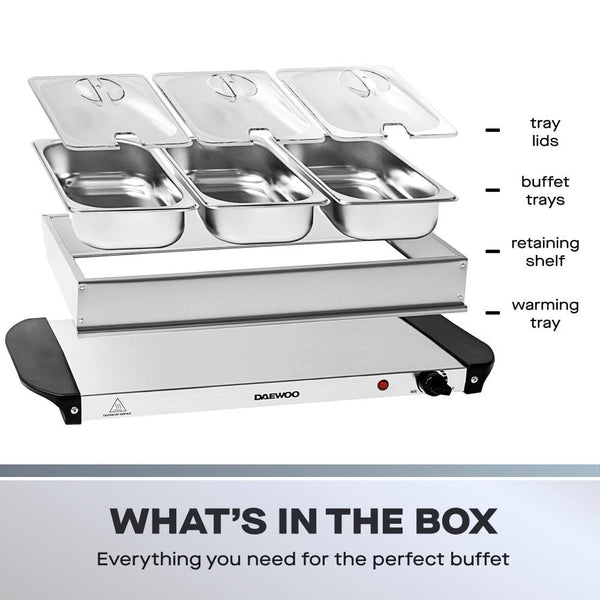 Daewoo Electric Triple Buffet Server | 3 x 1.5L, Adjustable Heat
