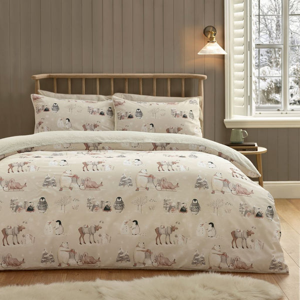Catherine Lansfield Winter Friends Natural Reversible Quilt Set | Double