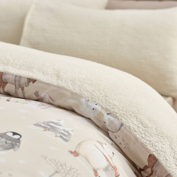Catherine Lansfield Winter Friends Woodland Animal Quilt Set | King, Natural