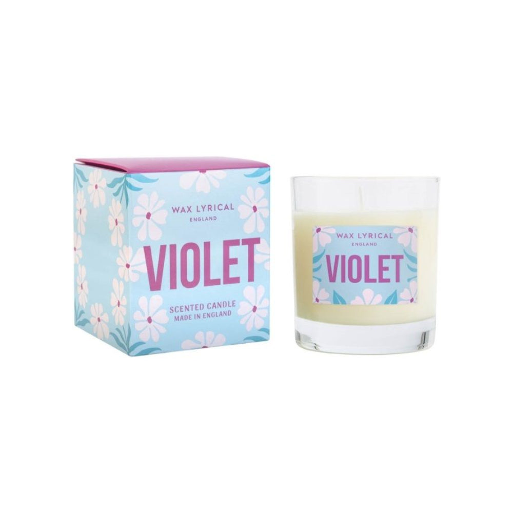 Wax Lyrical Violet Scented Candle in Glass Jar | 190g, Floral Design