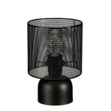 Orleans Black LED Perforated Mesh Table Lamp | Exposed Bulb Design