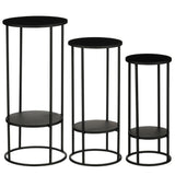 Eline Black Metal Side Table Plant Stand Set | Set of 3, Assorted Heights