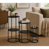 Eline Large Side Table Black | Metal Frame with Shelf