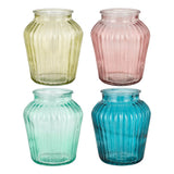 Francis Ribbed Glass Vase | Four Assorted Colours, Rounded Jar Design