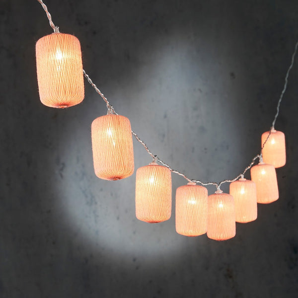 Pink Lantern String Lights | Battery Operated, Timer, 10 LED