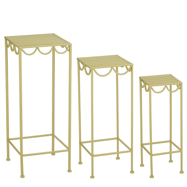 Rosalie Green Metal Plant Tables | Set of 3, Assorted Heights