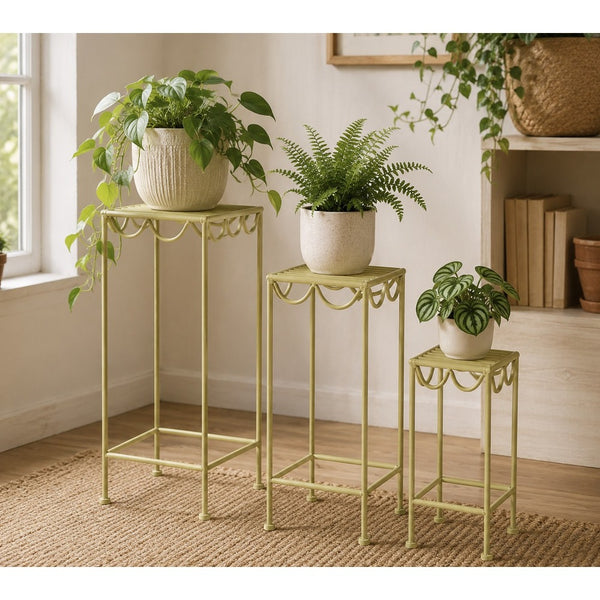 Rosalie Plant Table Green | Tall Metal Frame for Indoor Plants