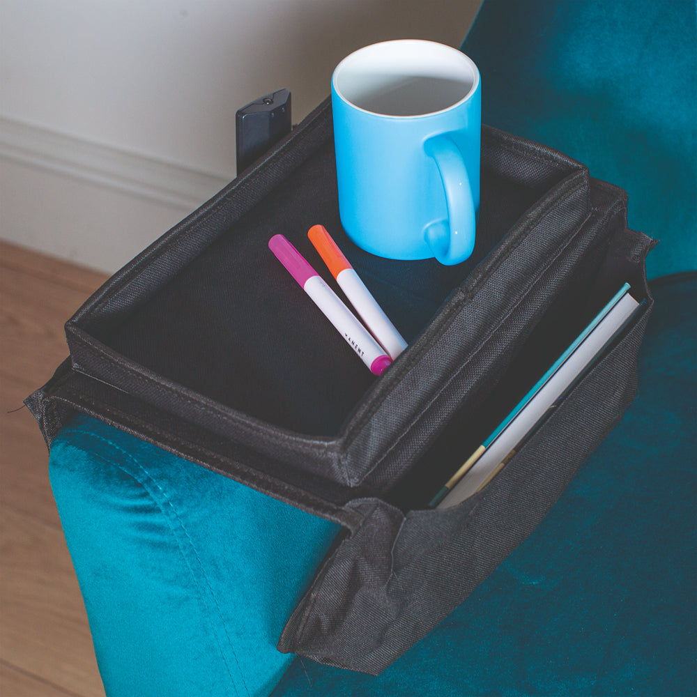 Home Black Armchair Caddy Organiser Holder | Black, Armchair
