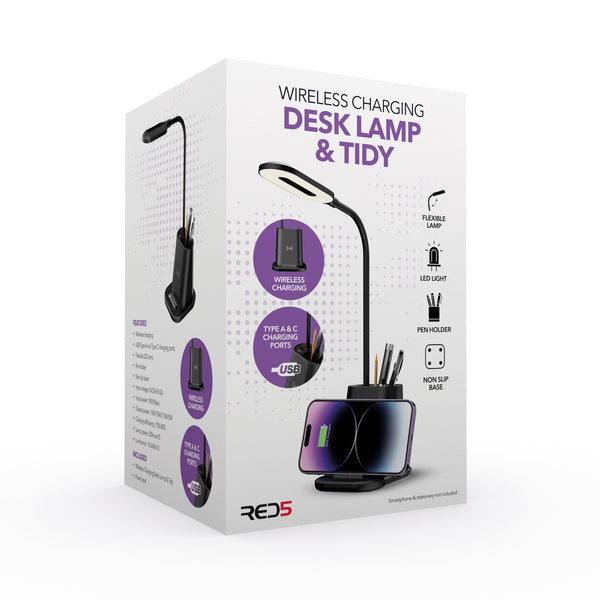 Wireless Charging Desk Lamp & Tidy - Flexible LED Light