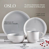 Barbary & Oak Oslo Dinnerware Set | Grey, 16 Pieces, Glazed Finish