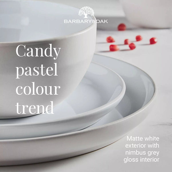 Barbary & Oak Oslo Dinnerware Set | Grey, 16 Pieces, Glazed Finish