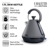 Tower Sera Grey Vintage-Style Electric Kettle with Water Window | 1.7L, 3kW