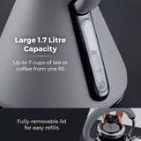 Tower Sera Grey Vintage-Style Electric Kettle with Water Window | 1.7L, 3kW