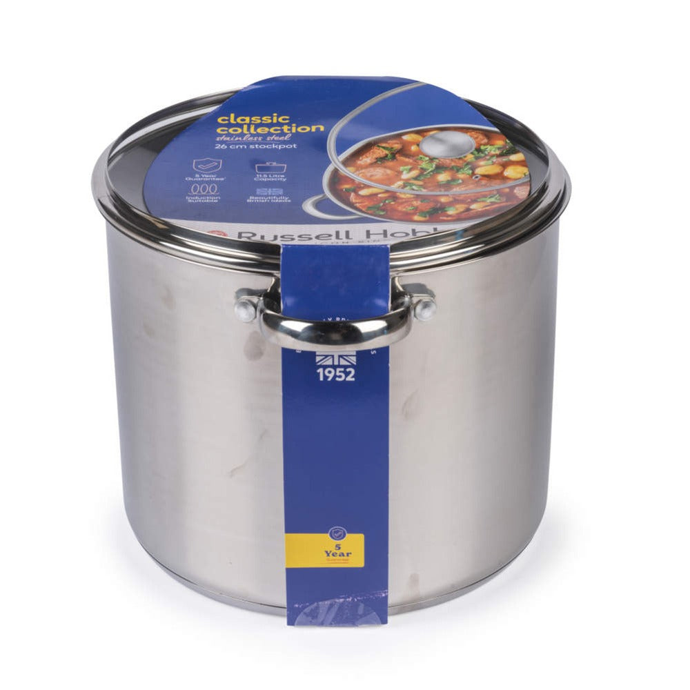 Classic Stockpot 26cm 11.5L | Large Capacity Stainless Steel