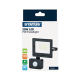 Status 20W Pesaro LED Flood Light with PIR | 1800 Lumens, 180° Sensor, IP65