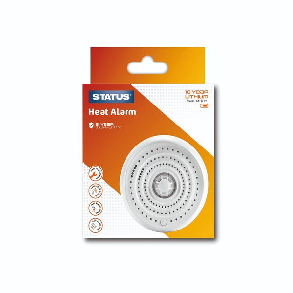 Status Heat Alarm Pack of 1 | 10-Year Battery, One-Touch Test, Heat-Only