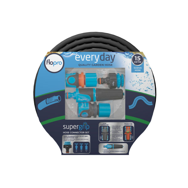 FloPro Everyday Garden Hose Starter Set | 15m, 12.5mm, Spray Nozzle