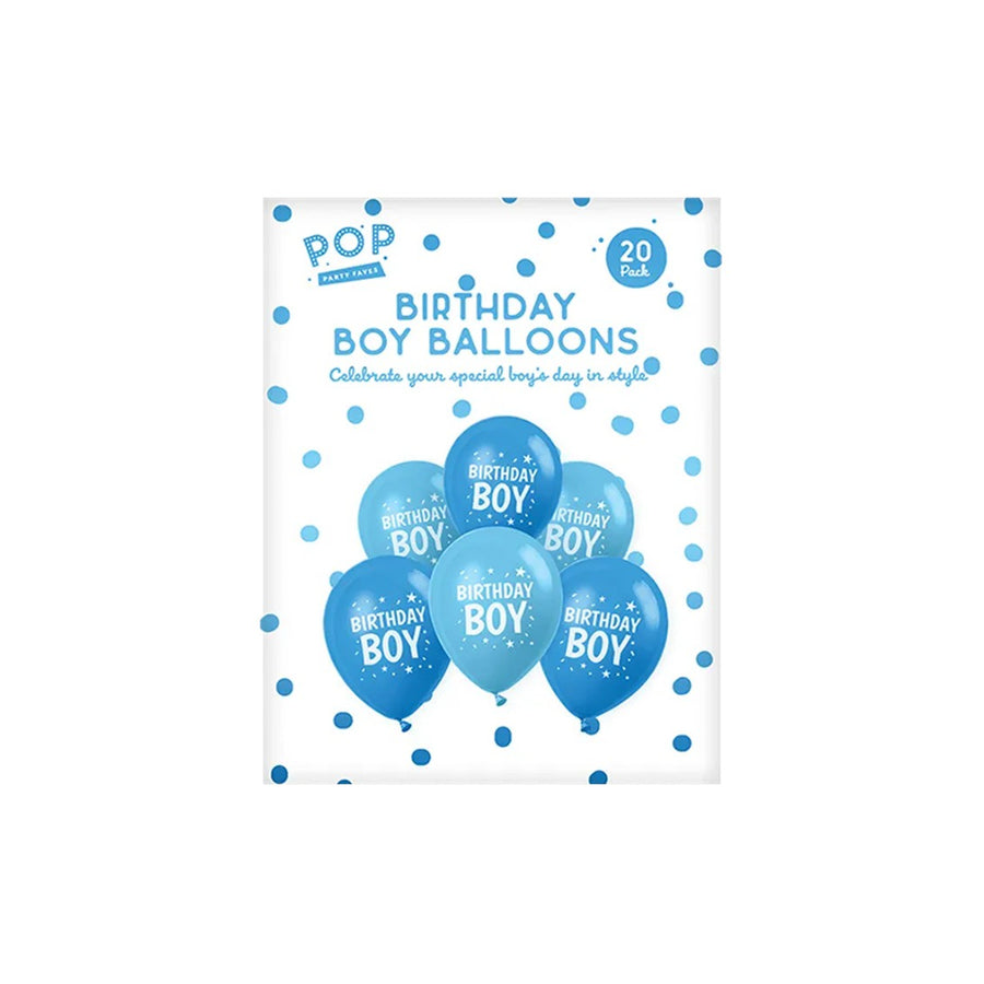 Birthday Boy Balloons - Assorted Blue Shades - 20 Pack