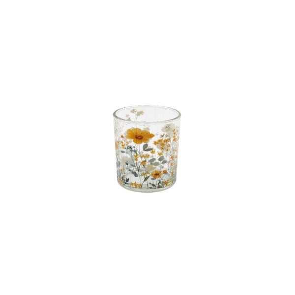 Orange Floral Candle | 7 x 8cm Dimensions, Orange, Floral Pattern