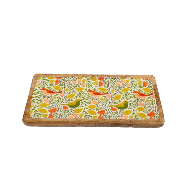 Songbird Enamel Tray | Rectangular, Songbird Design, 40 x 19cm