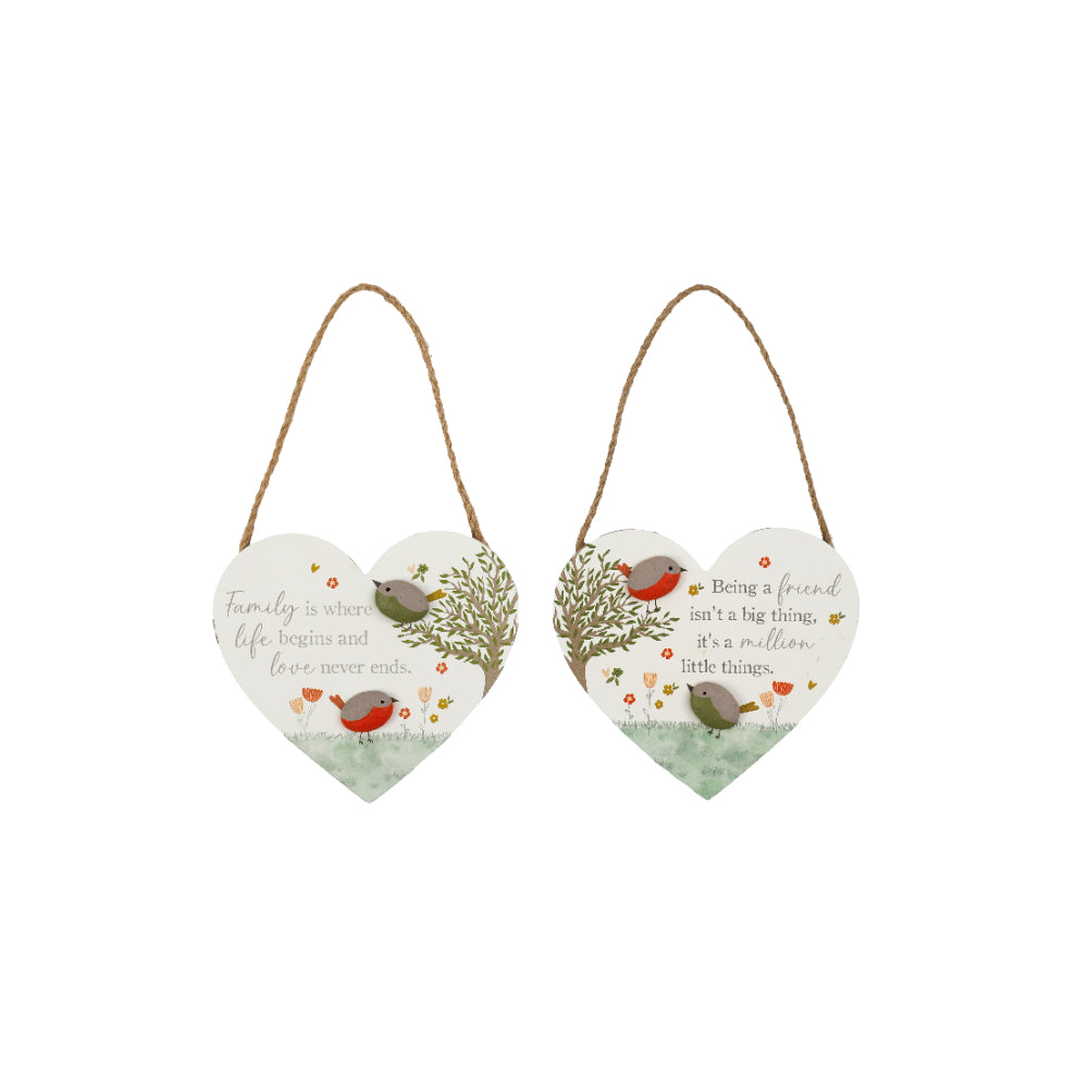 Songbird Heart-Shaped Hanging Décor Ornament | 15.5cm, Songbird Design