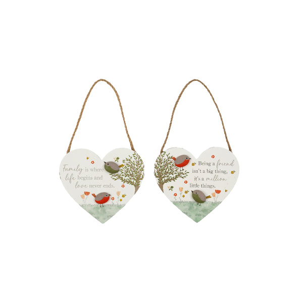 Songbird Heart-Shaped Hanging Décor Ornament | 15.5cm, Songbird Design
