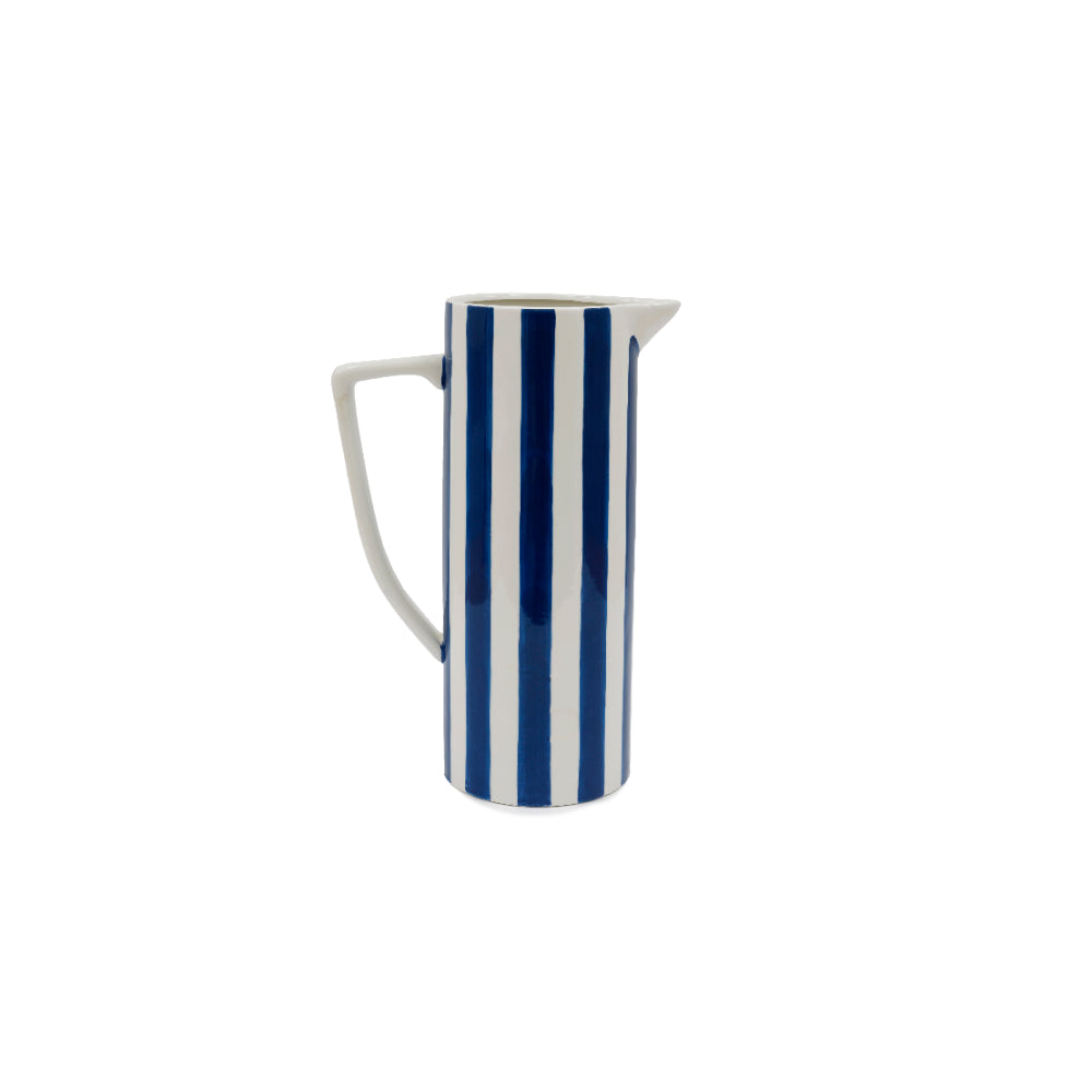 Blue Stripe Tall Decorative Vase | 33cm Height, Striped Design