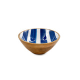 Blue Stripe Pattern Enamel Serving Bowl | 17.5cm Diameter, Blue Stripe