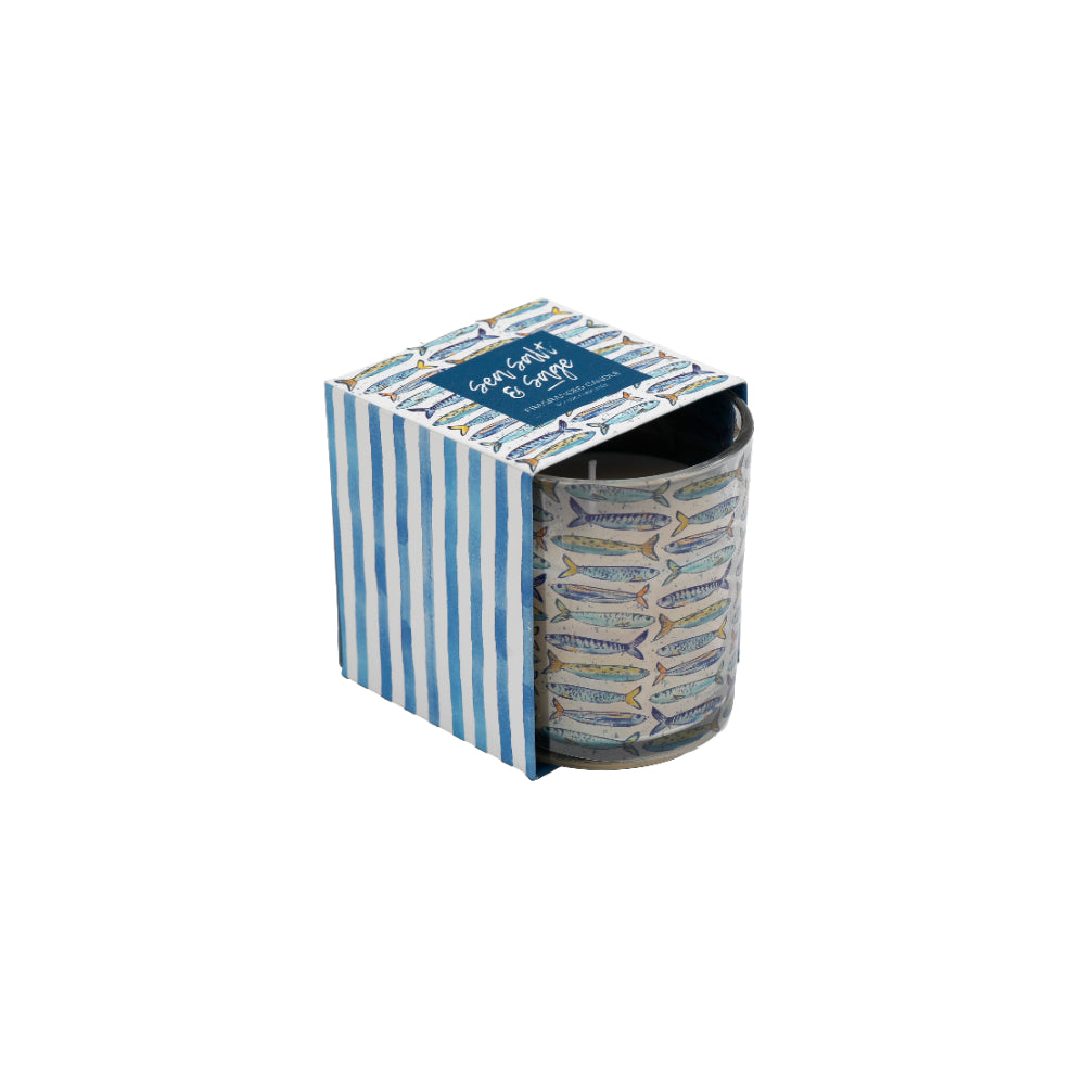 Sardines Design Candle | Boxed Candle, 7cm x 7.5cm Dimensions