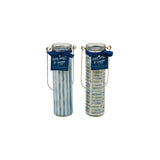 Striped Tube Pillar Candle for Table Centrepieces | 6 x 20cm
