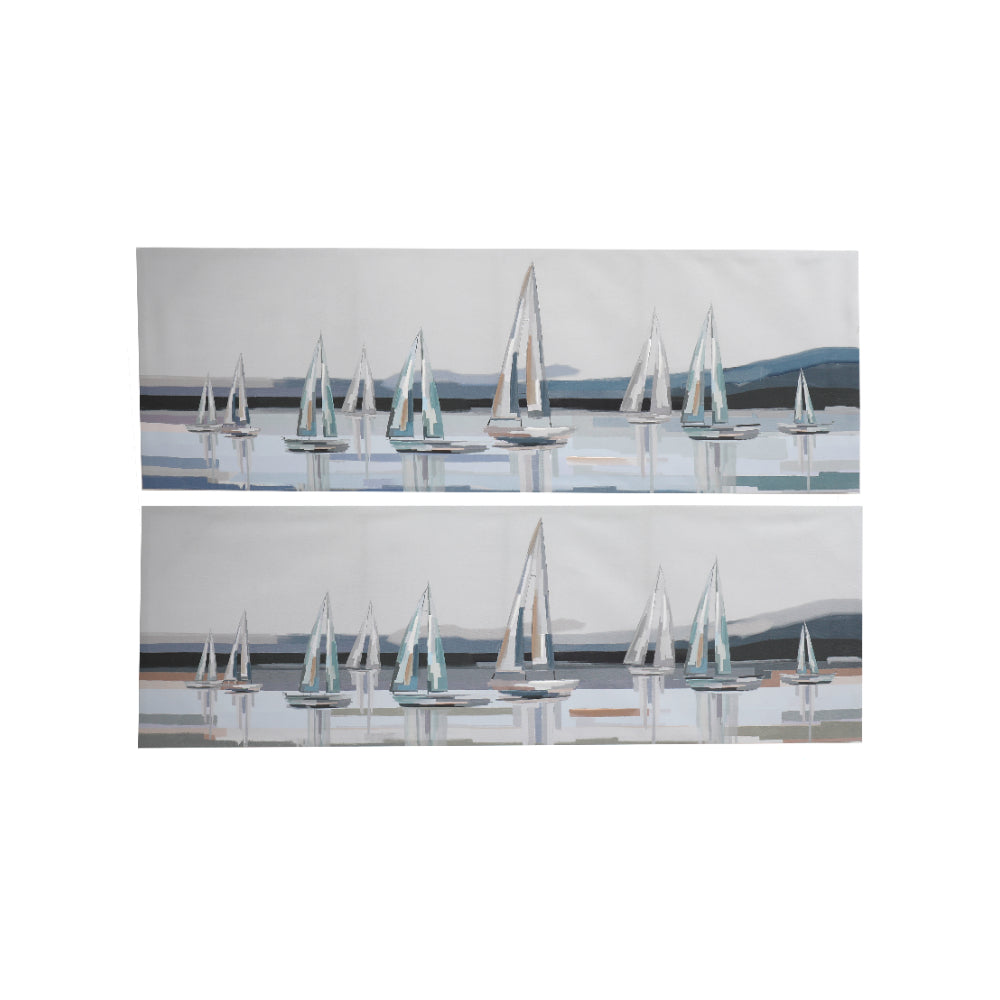 Abstract Boats Large Rectangular Canvas Wall Art Print | 50 x 150cm