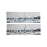 Abstract Boats Large Rectangular Canvas Wall Art Print | 50 x 150cm