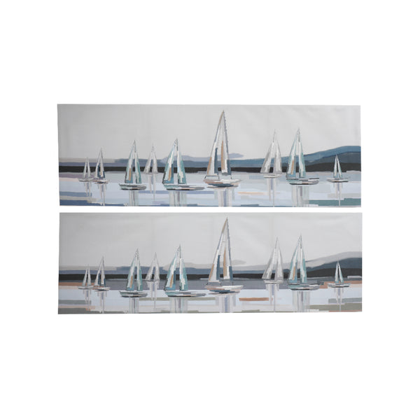 Abstract Boats Large Rectangular Canvas Wall Art Print | 50 x 150cm