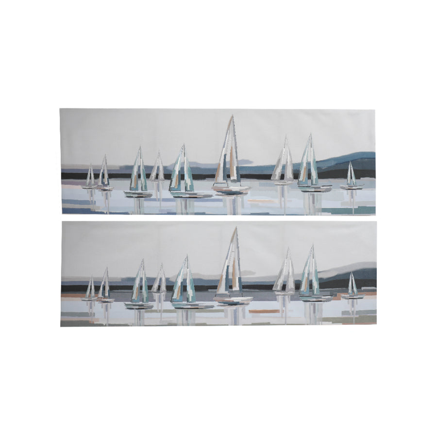 Abstract Boats Large Rectangular Canvas Wall Art Print | 50 x 150cm