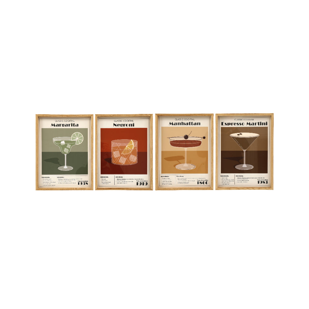 Cocktails Wall Art Poster Print for Home Decor Bar | 30 x 40cm
