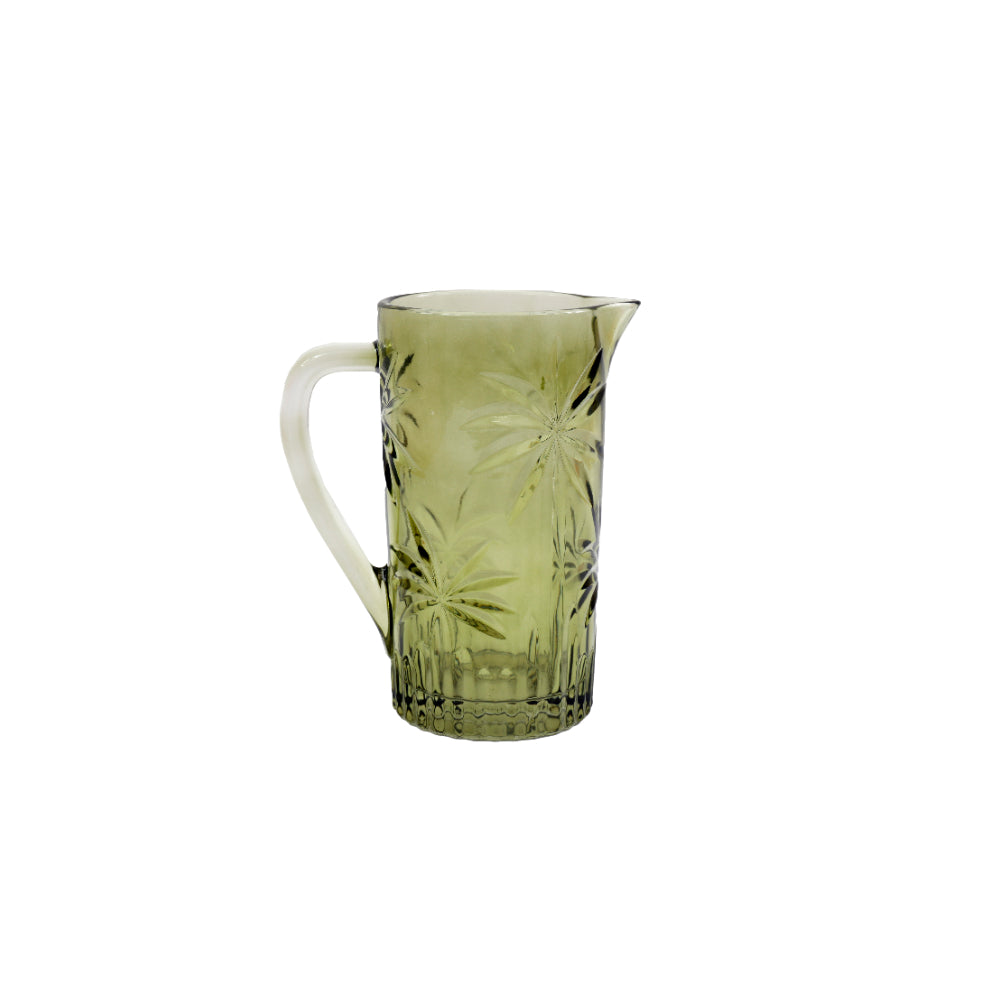 Palm Embossed Glass Carafe Pitcher | 20cm, Patterned Design, Tabletop