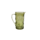 Palm Embossed Glass Carafe Pitcher | 20cm, Patterned Design, Tabletop