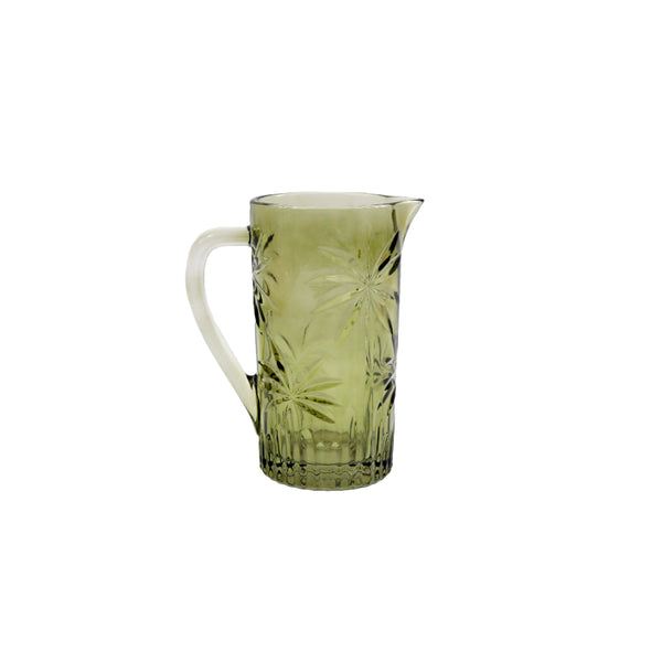 Palm Embossed Glass Carafe Pitcher | 20cm, Patterned Design, Tabletop